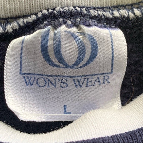 Vintage Crewneck Sweatshirt Navy Lighthouse Embroidered Sweater Adult Size Large - Picture 4 of 6